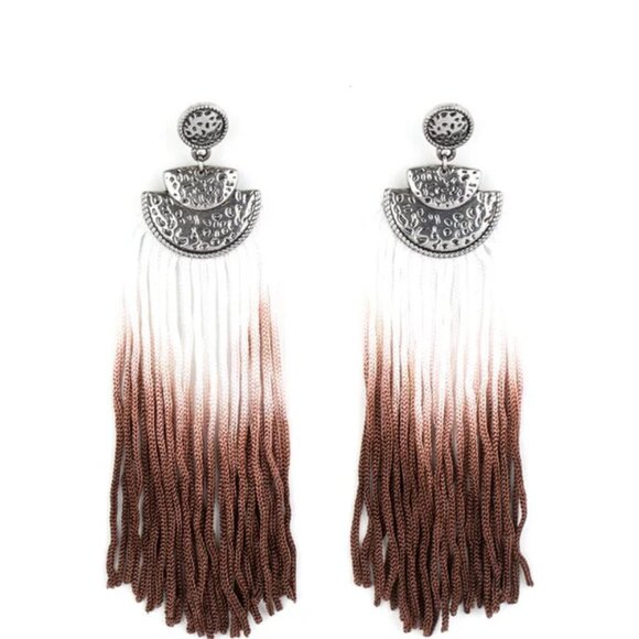 DIp It Up Brown to White Ombre Earrings - Picture 2 of 2